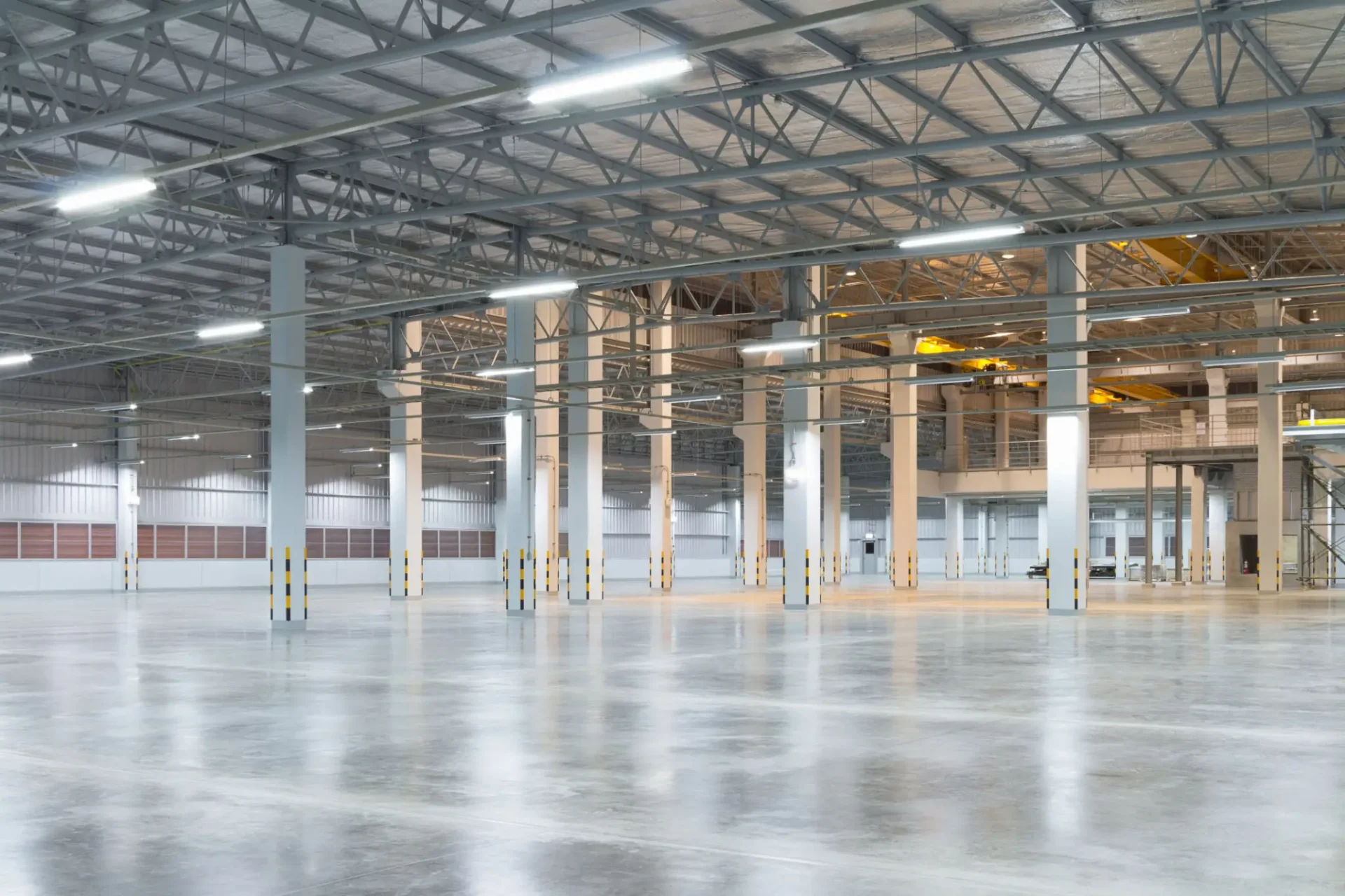 Bright, clean, vacant distribution center interior